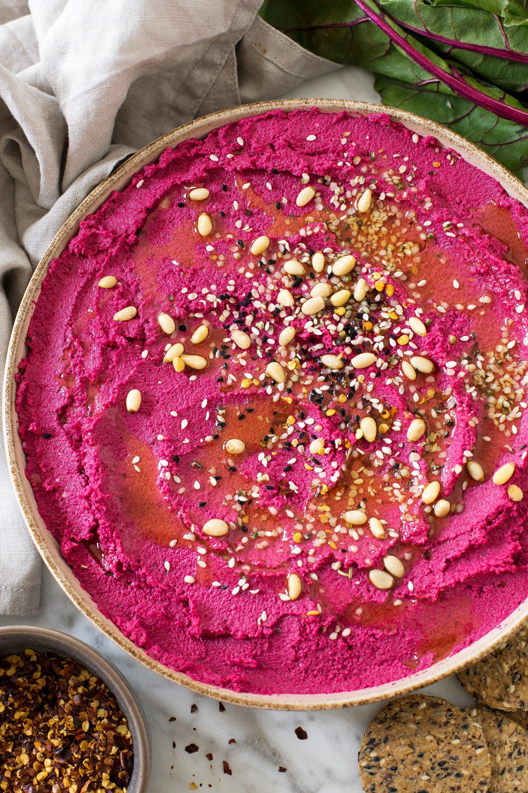 LOW CARB BEETROOT AND CAULIFLOWER HUMMUS - CookVegetarian